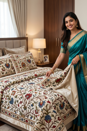 Kashmiri Embroided Bed Sheet